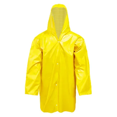 Capa de chuva de PVC amarela forrada, com capuz