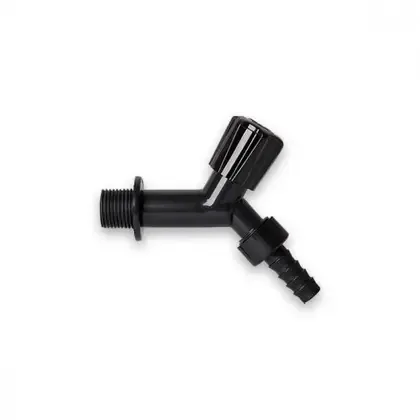 Torneira de jardim de PVC, preta, 3/4" e 1/2"